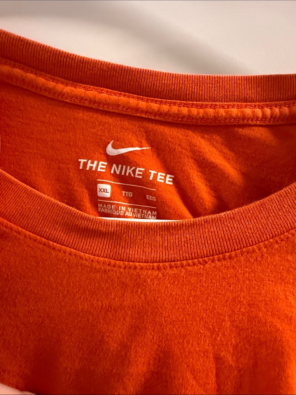Nike Orange Long Sleeve Shirt with Dual White Swooshes (See back for graphic) - Picture 3 of 3